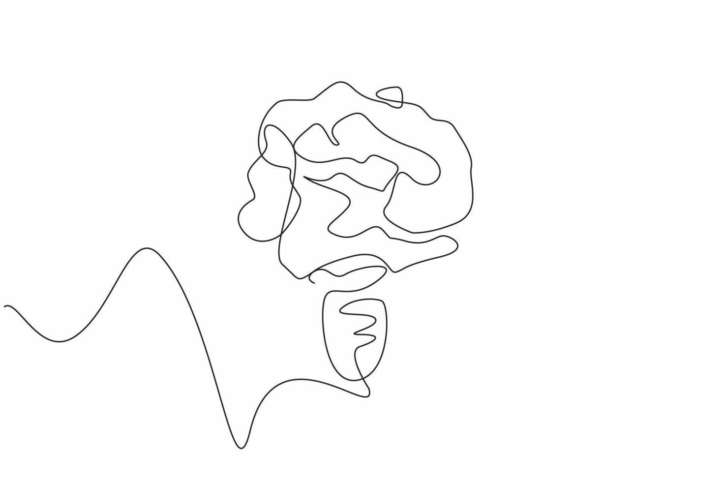 Single continuous line drawing light bulb from paper crumple. Feeling of anxiety will not produce the best solution. Dead end. World Creativity and Innovation Day. One line design illustration vector