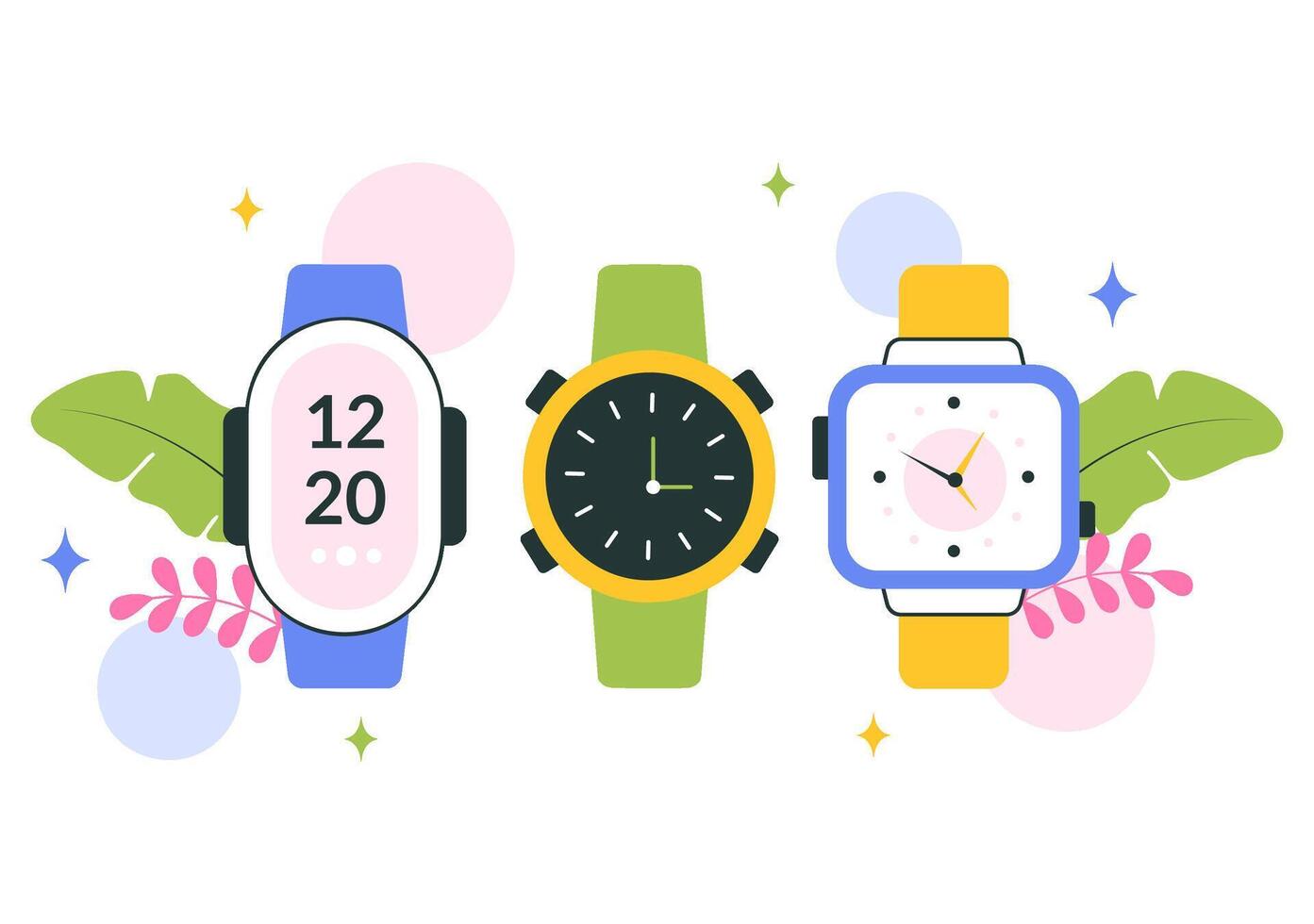 Collection of colorful smartwatches vector