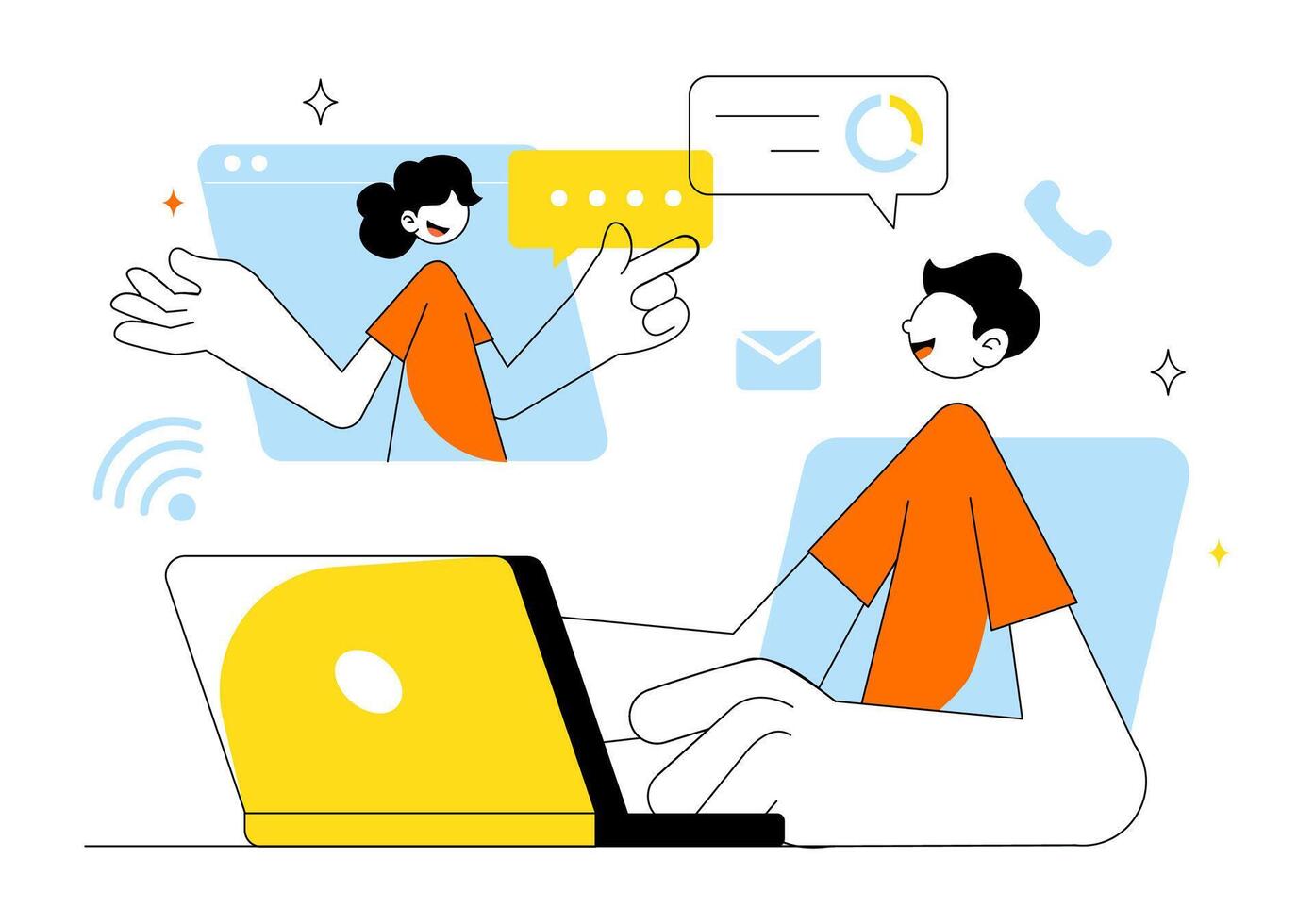 Balanced Work-Life Illustration for Remote Employees Embracing Flextime Benefits vector