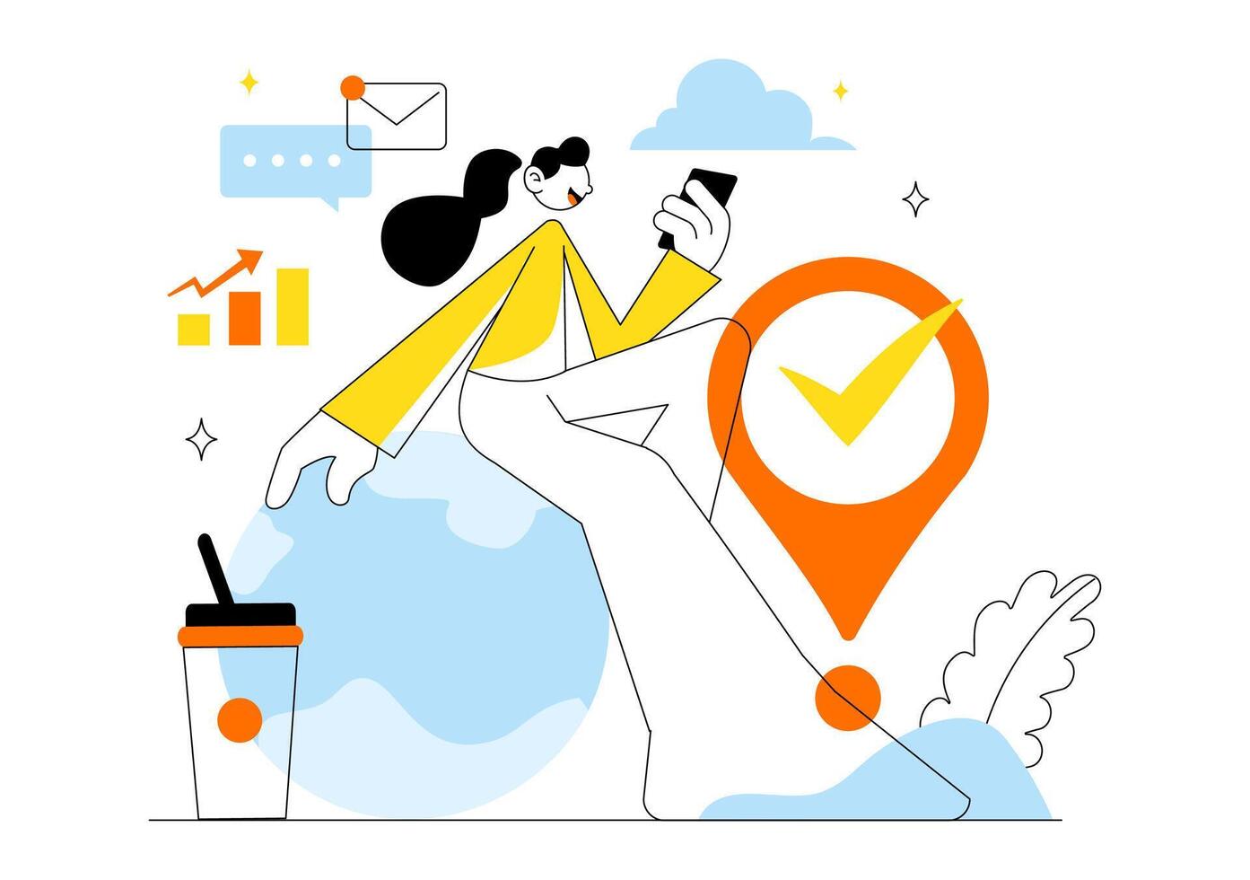 Work from Home Concept Illustration Featuring a Peaceful and Productive Workspace vector