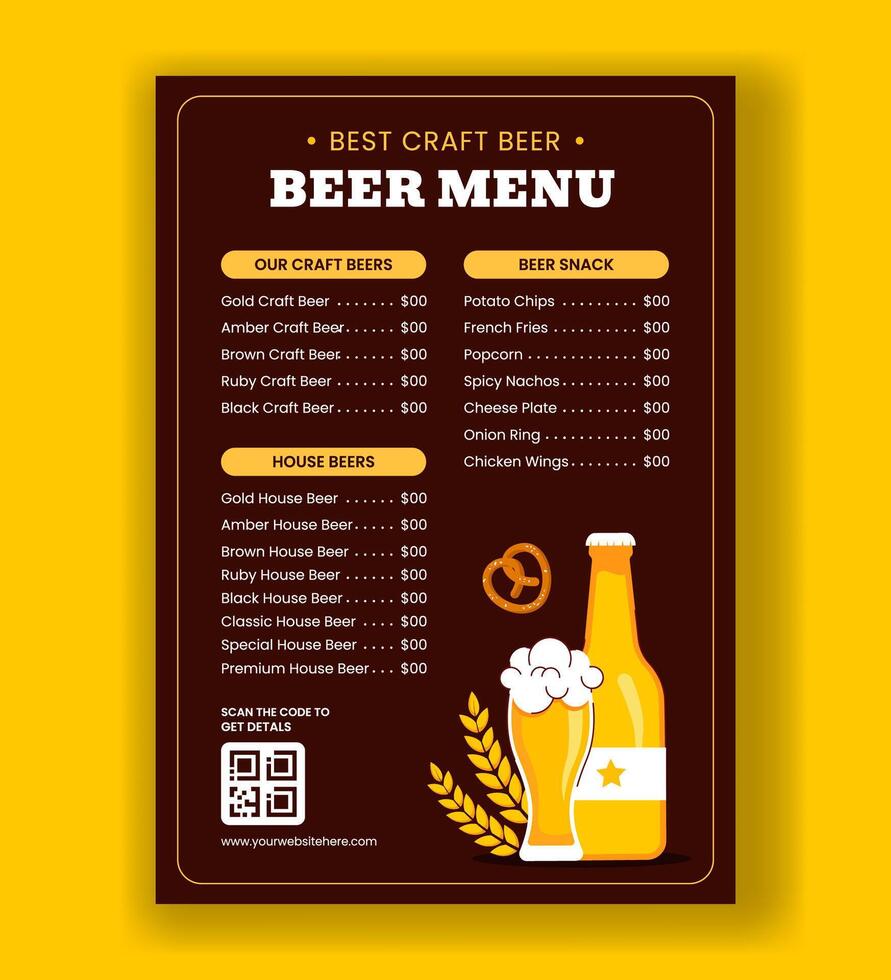 International Beer Day Menu Promotion Design with Flat Cartoon Beer Background vector