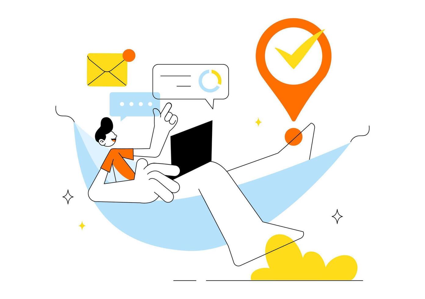 Illustration of a Modern Remote Office with Flextime and Minimalist Design vector
