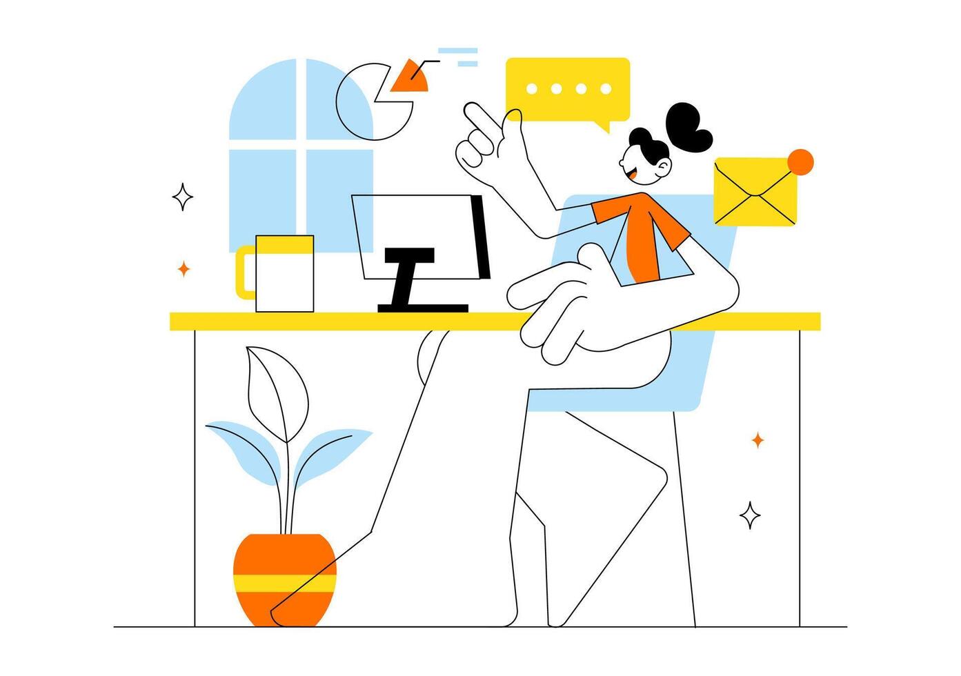 Comfortable Home Office Illustration for Remote Workers and Freelancers vector
