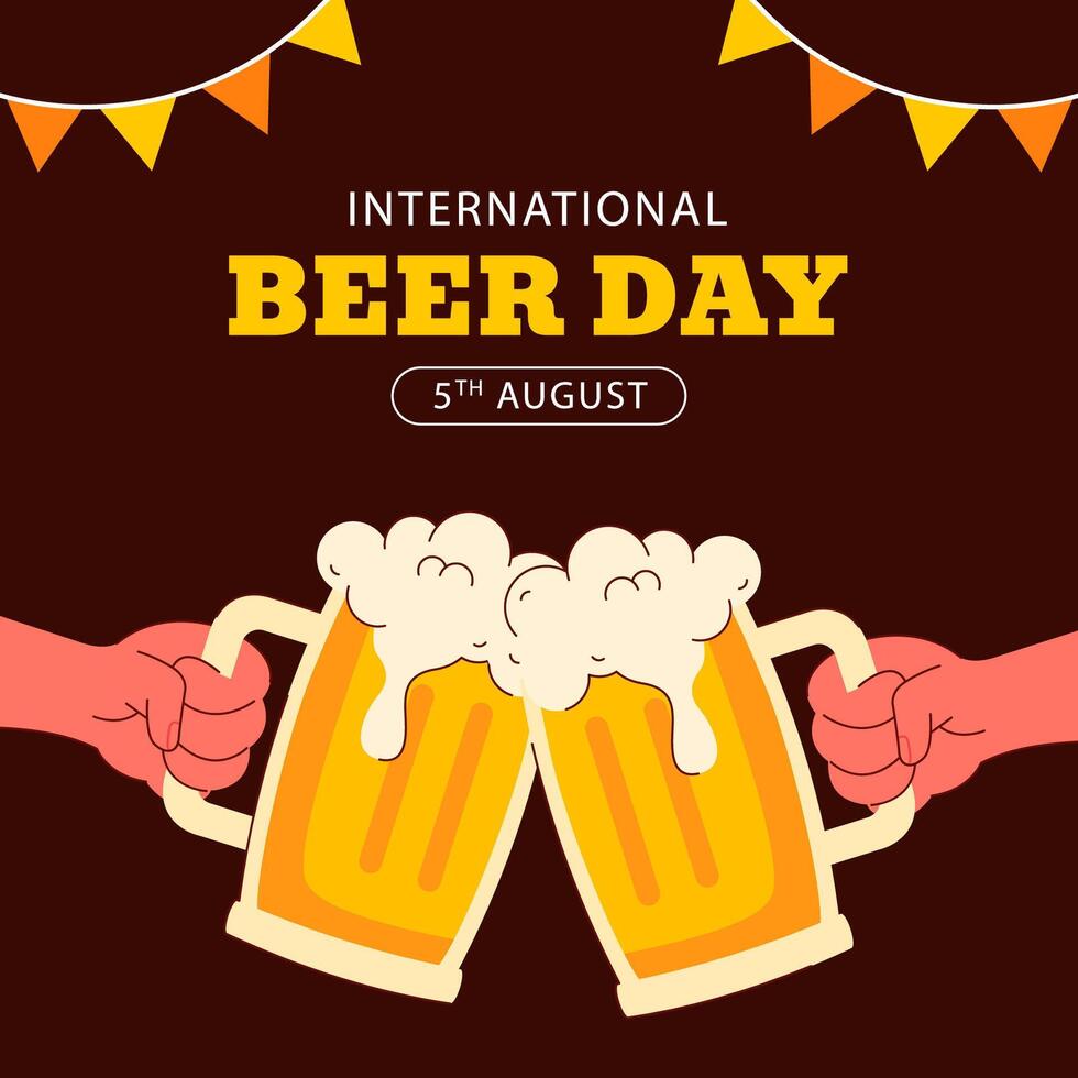 Beer Celebration Template with Hand Drawn Style for Social Media Illustration vector