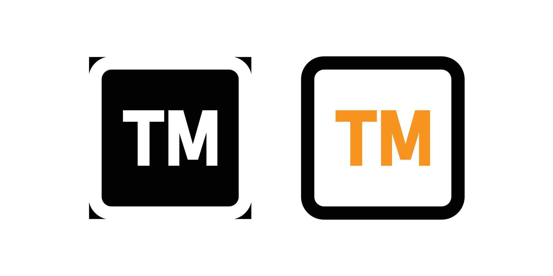 Trademark Symbol displayed in a square graphic. vector