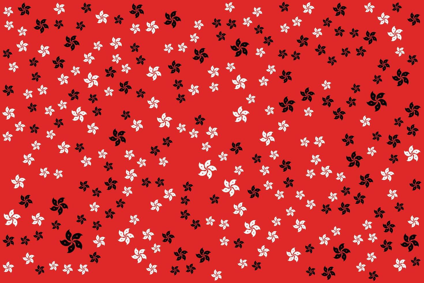 Pattern of Hong Kong Bauhinia Flowers on Red Background. vector