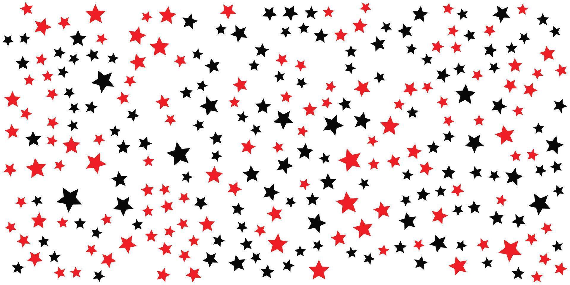 Red and Black Stars Pattern on White Background. vector