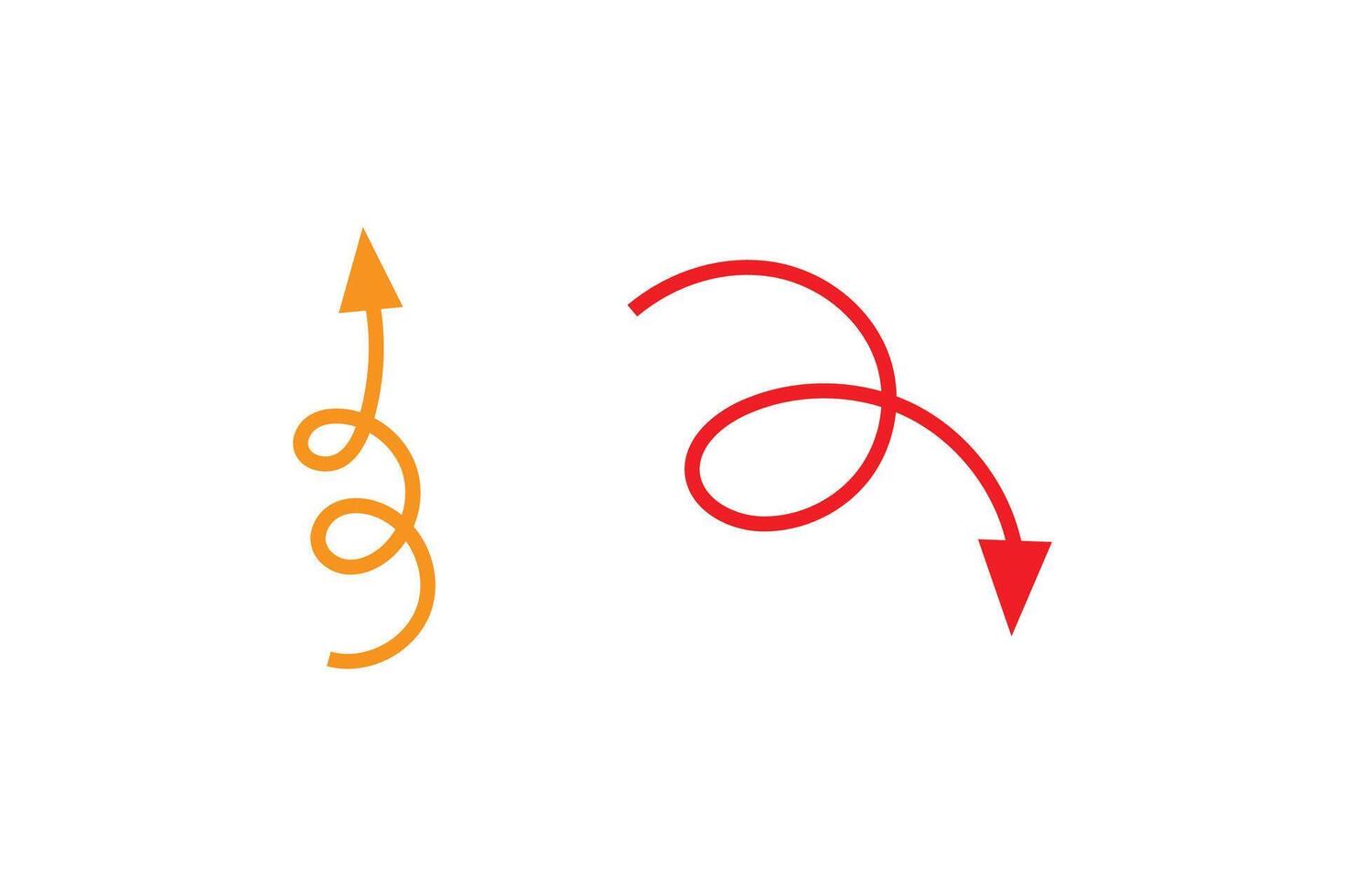 Hand drawn curly line doodle arrow design infographic element perfect for graphic design. vector