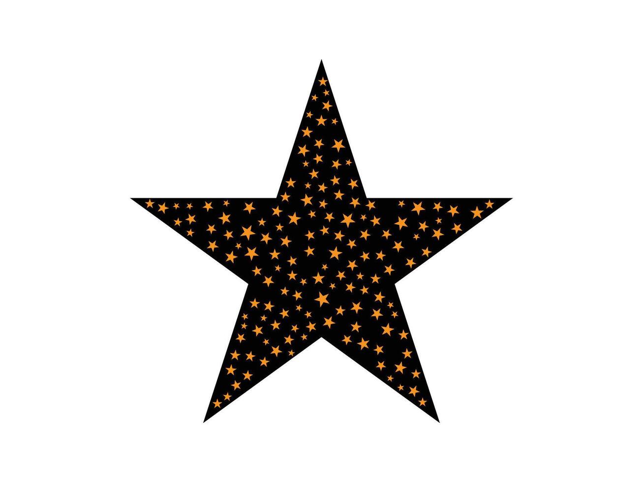 Black Star with Orange Stars Pattern Design. vector