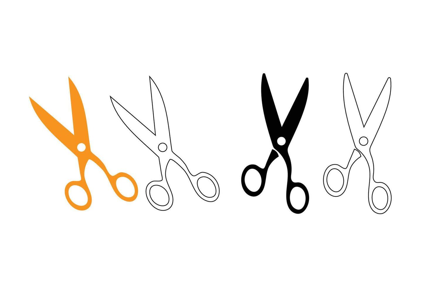 Simple crafted scissors icon designs. vector