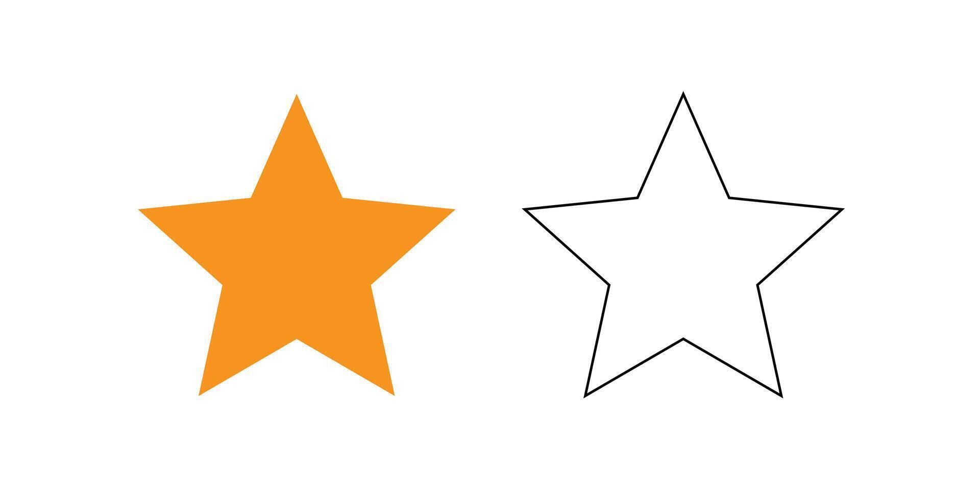 Simple Orange and Black Outline Star Icons. vector