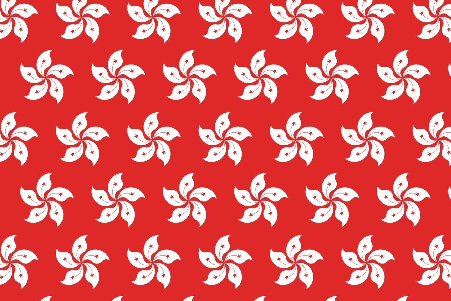 Hong Kong Flag with a Repeat Pattern of Bauhinia Blakeana Flowers. vector