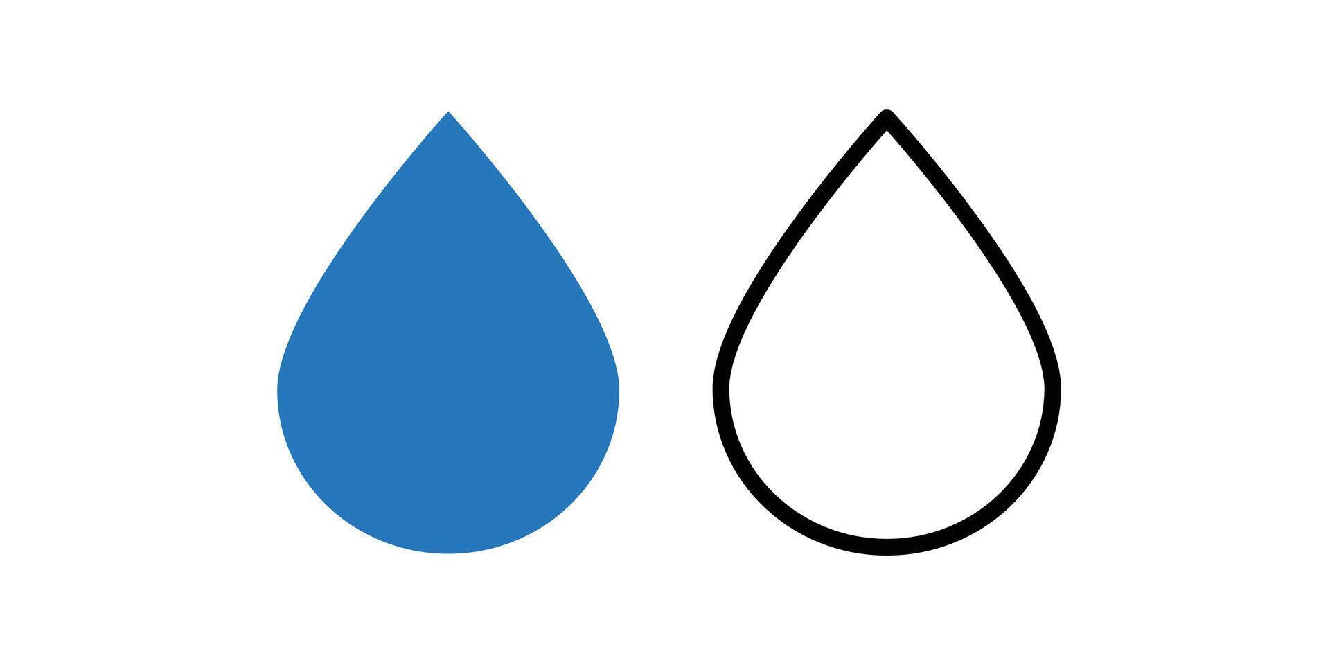 Simple water drop icons, blue filled and black outline. vector