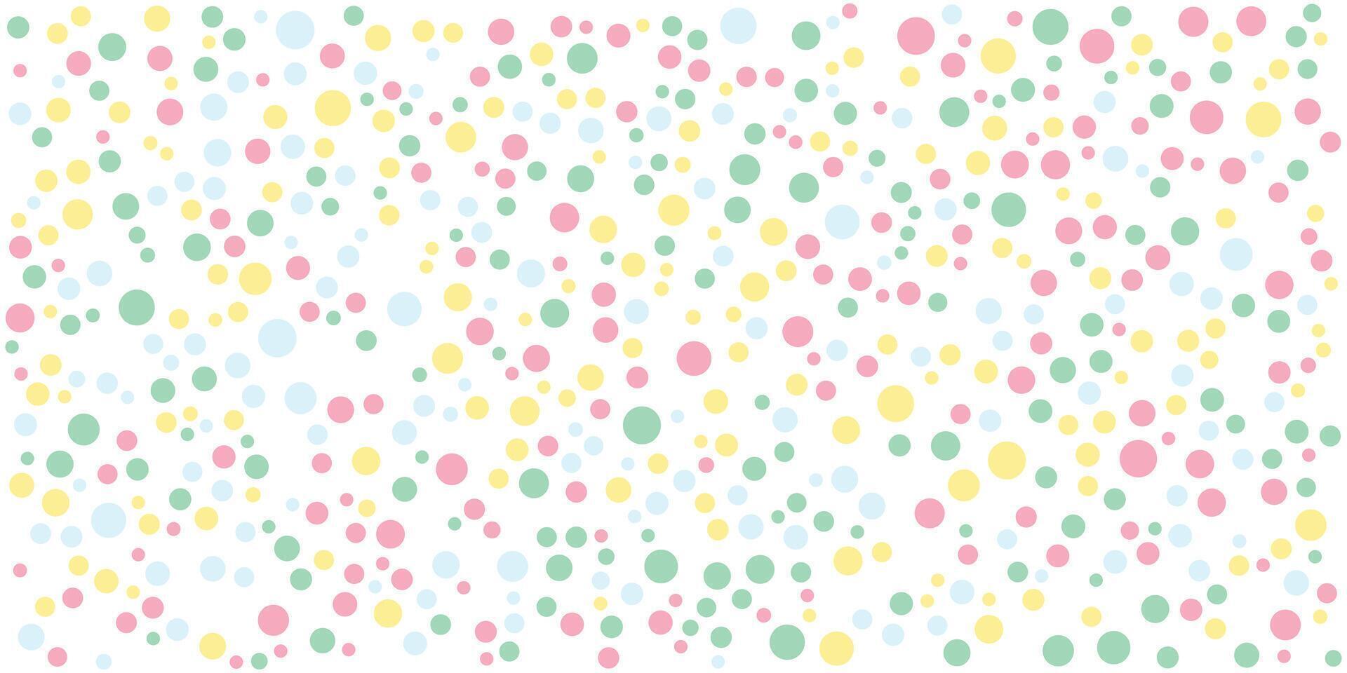 Circles Confetti Falling Pastel Colored Circles Pattern on White Background. vector