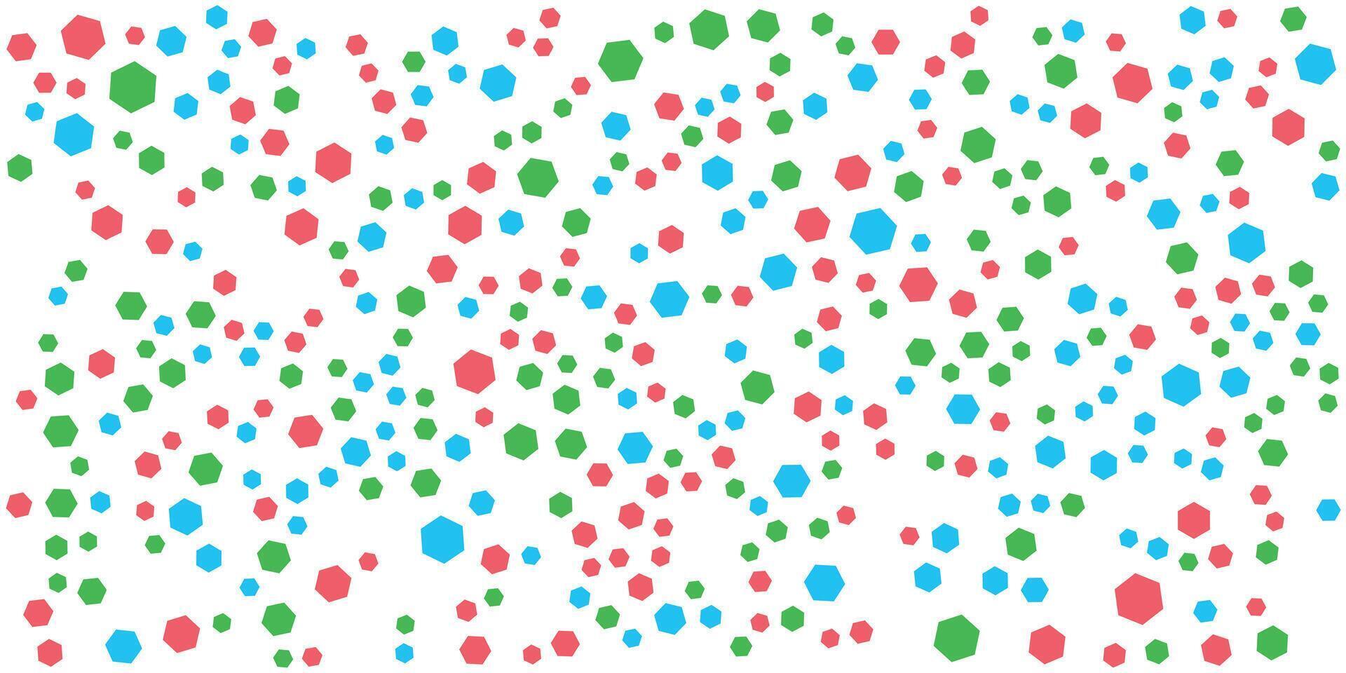 Hexagon Confetti Falling Colorful Hexagon Pattern on White Background. vector