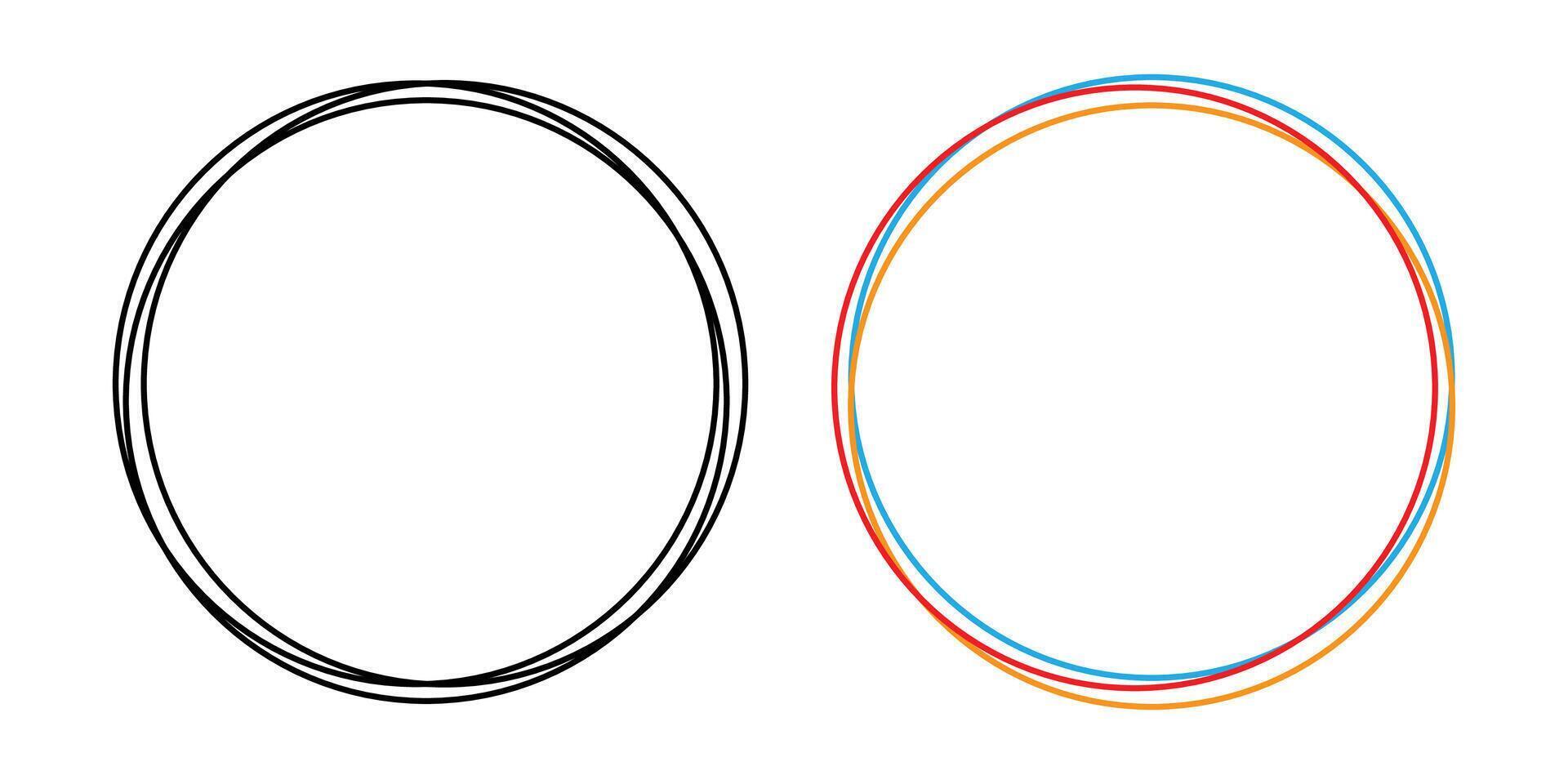 Circle black and color frames drawing for design elements. vector
