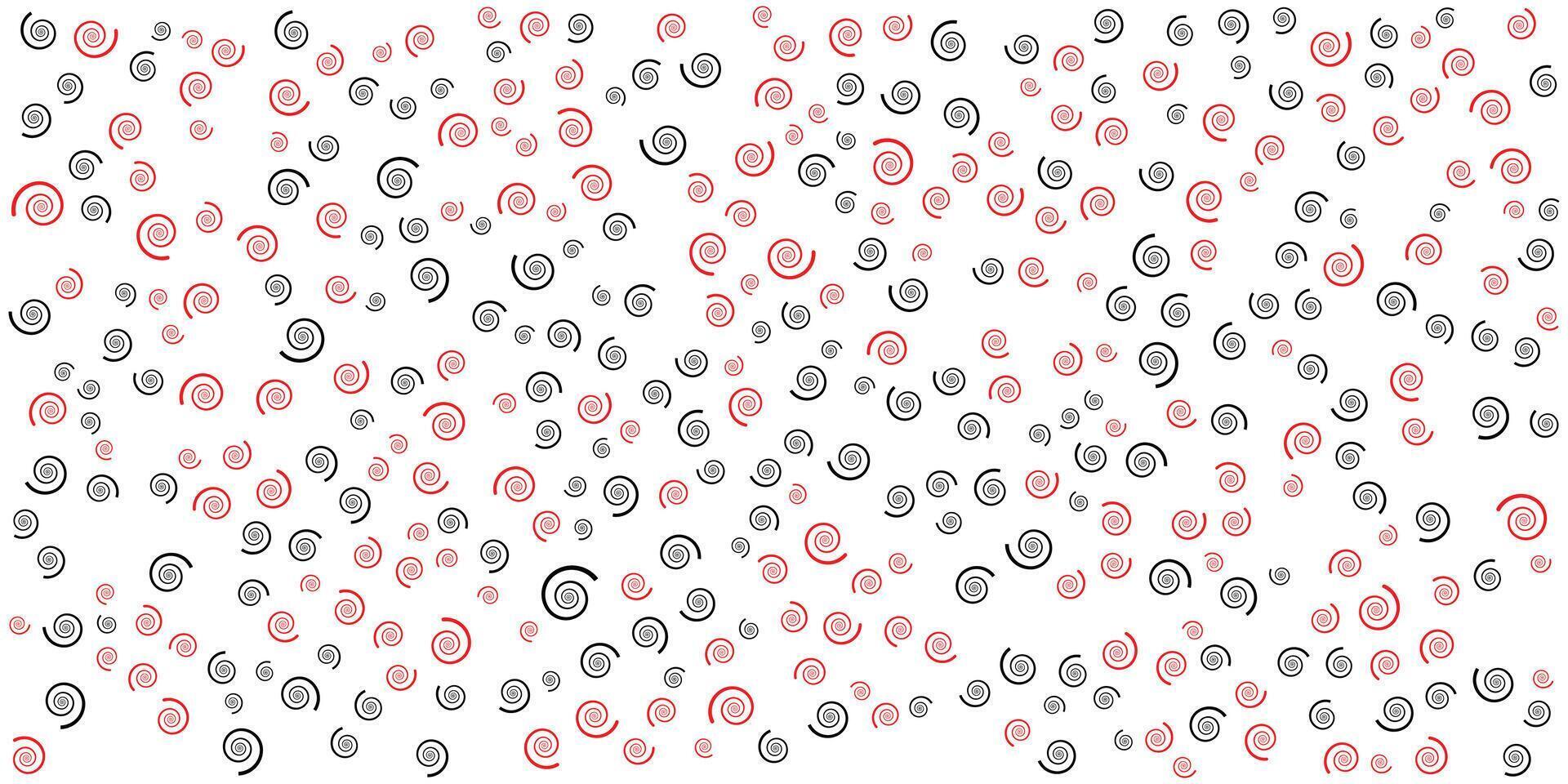 Abstract Red and Black Spirals Pattern on White Background. vector