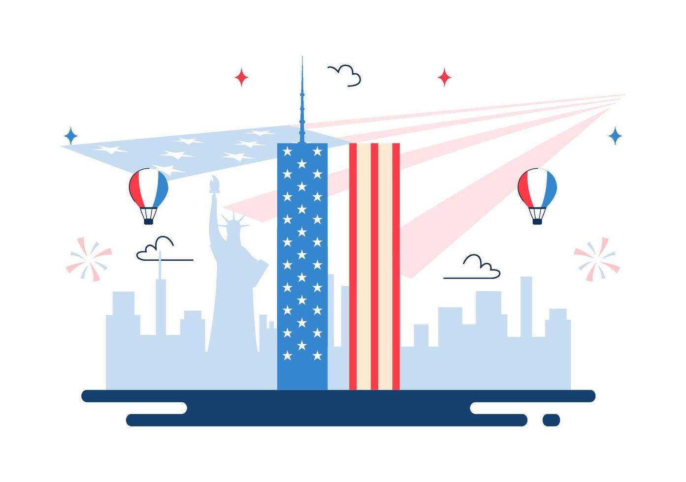 911 Patriot Day Illustration Featuring National Mourning and American Spirit vector