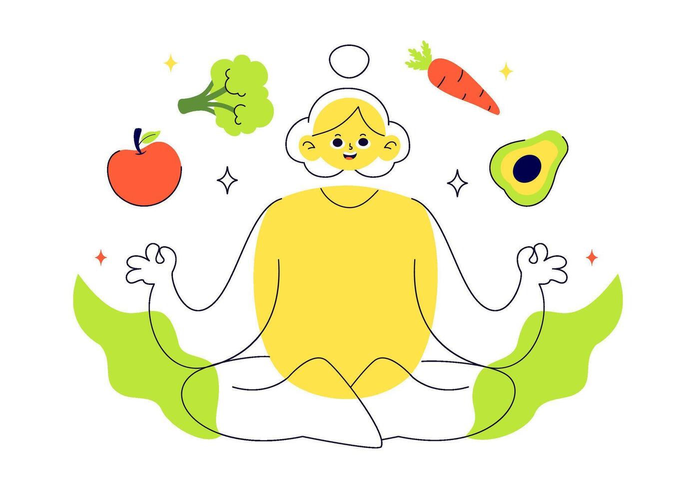 Nutritional Lifestyle Illustration with Wholesome Meals and Eco-Friendly Choices in Flat Design vector