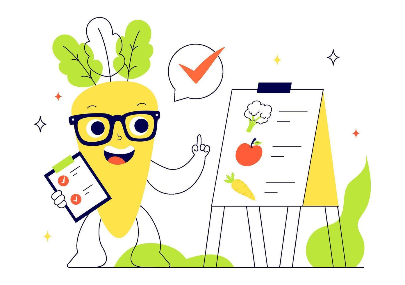 Healthy Living Concept Illustration with Fruits, Veggies, and Natural Diet in a Flat Background vector