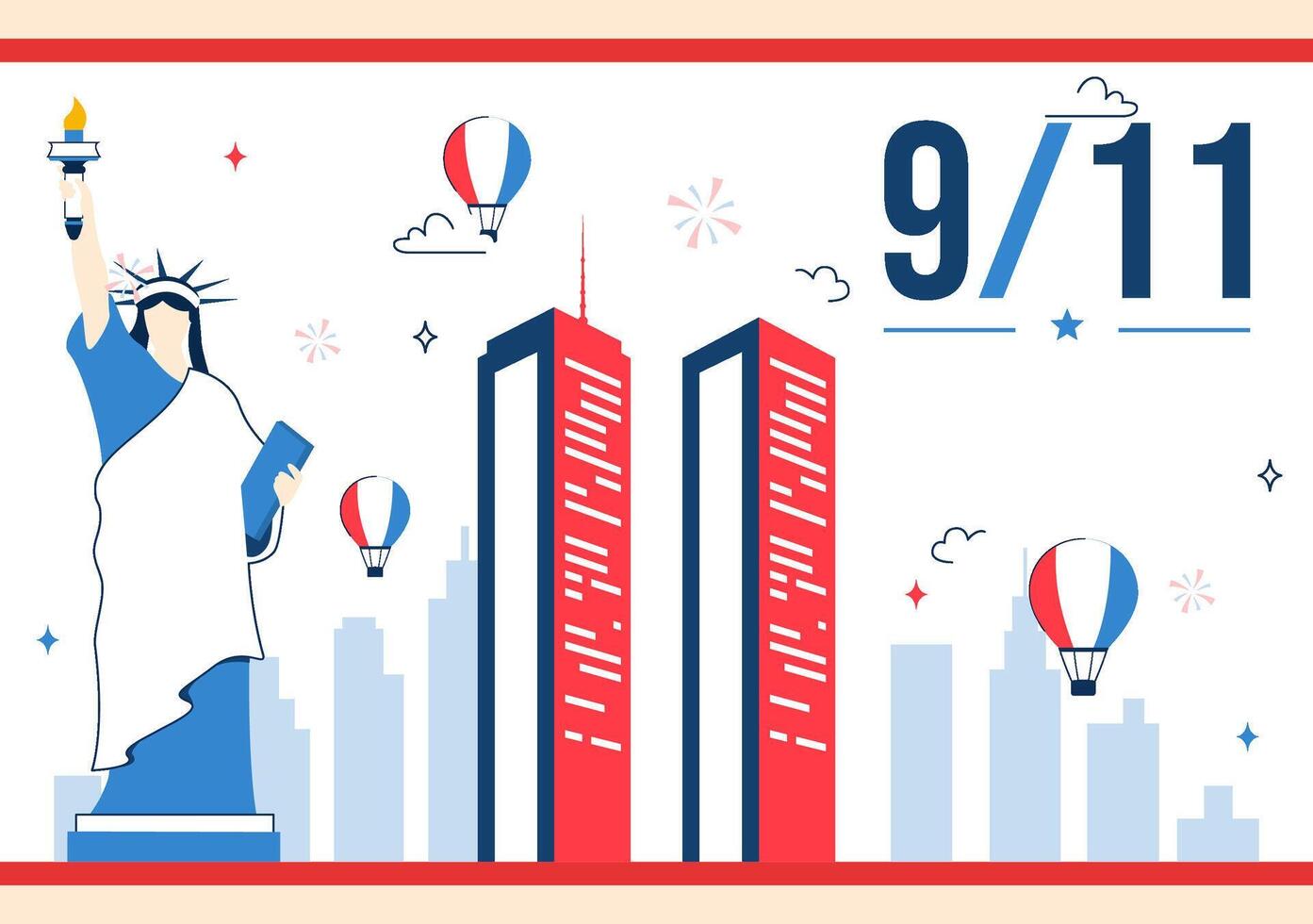 USA Patriot Day Poster with Flat Design Featuring Tribute to 911 Victims vector