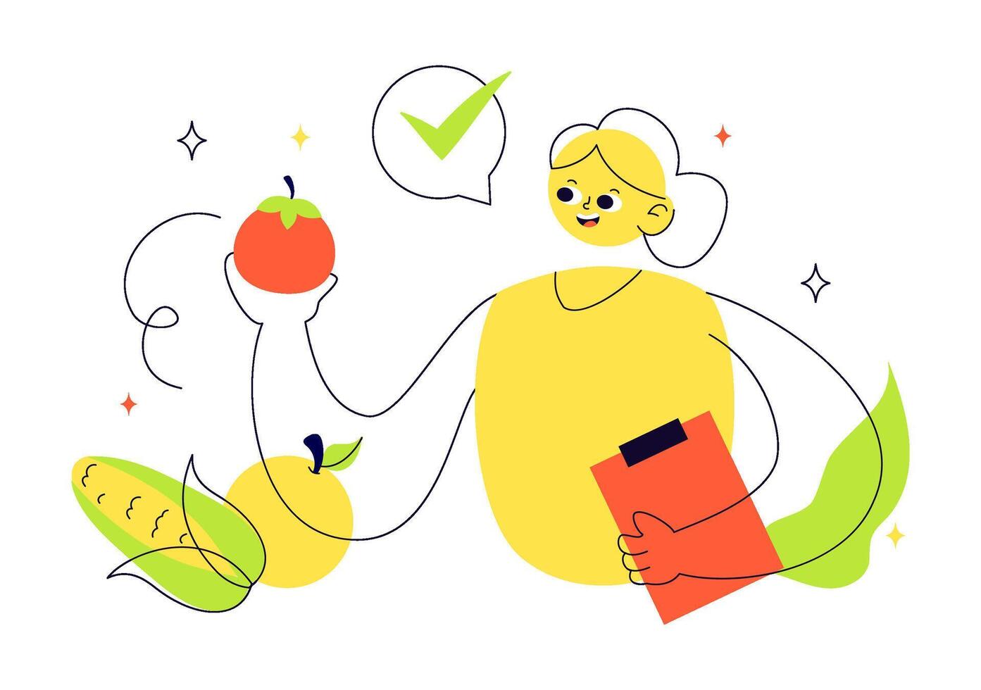 Health and Nutrition Flat Illustration with a Focus on Organic and Sustainable Food vector