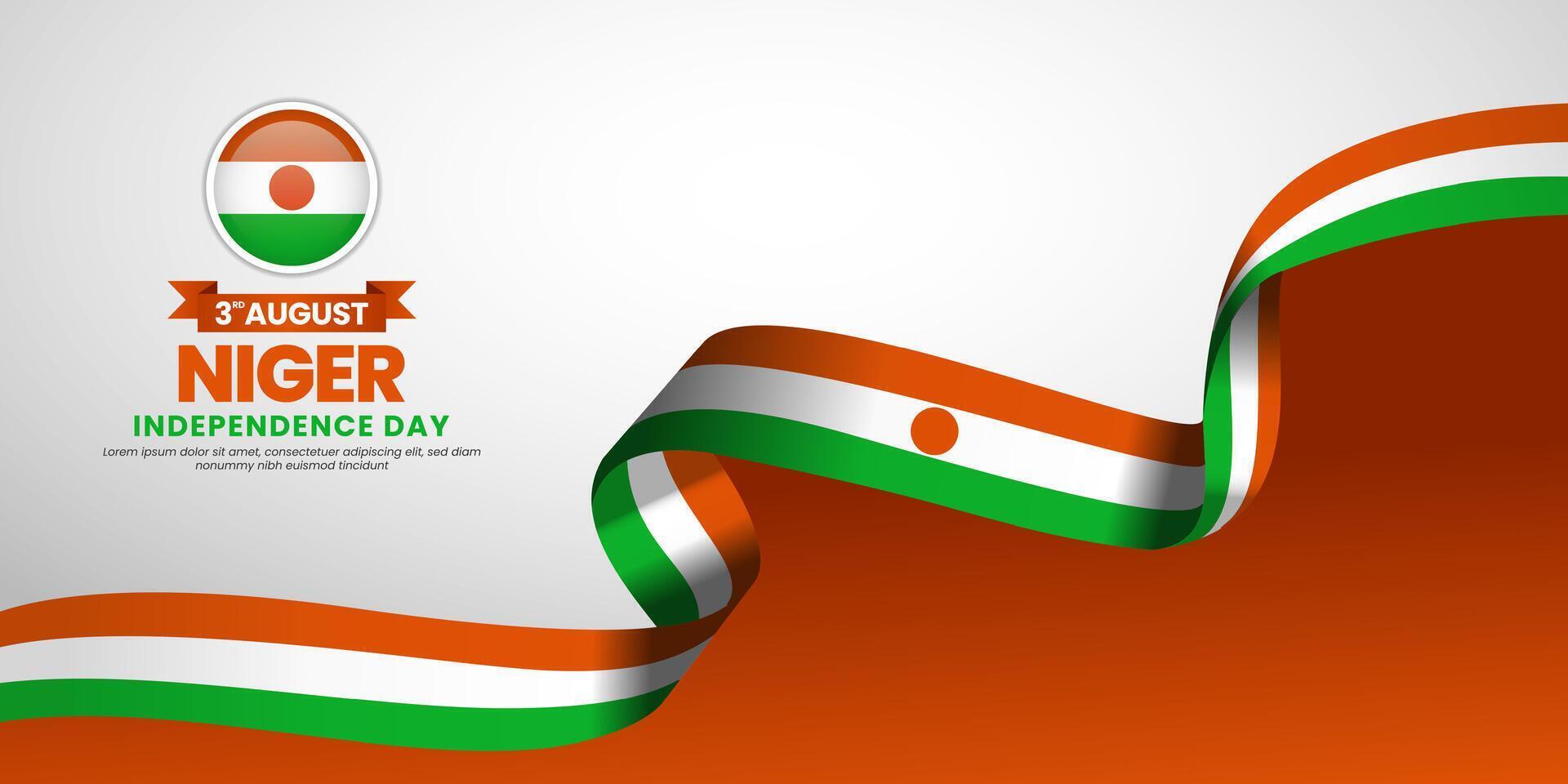 Niger independence day with waving ribbon flag for banner vector