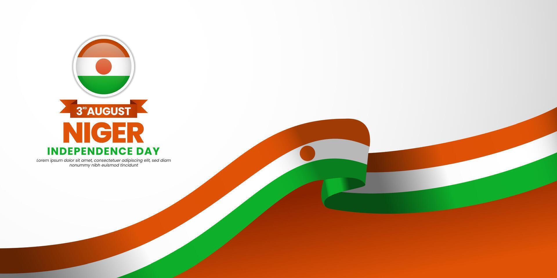 Niger independence day with waving ribbon flag vector