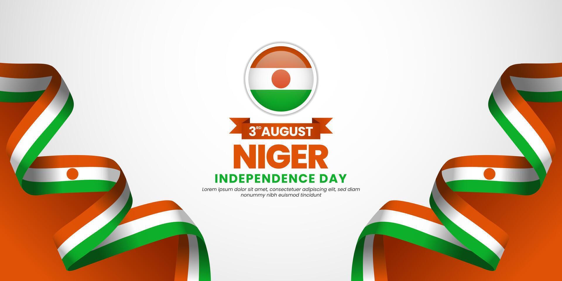 Niger independence day background august 3rd design element with waving ribbon flag vector