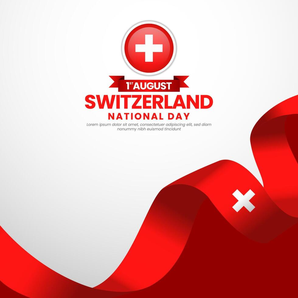Switzerland national day banner background with waving flag illustration vector