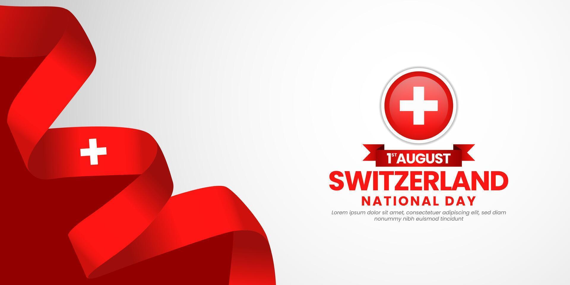 Switzerland national day with waving flag for banner design vector