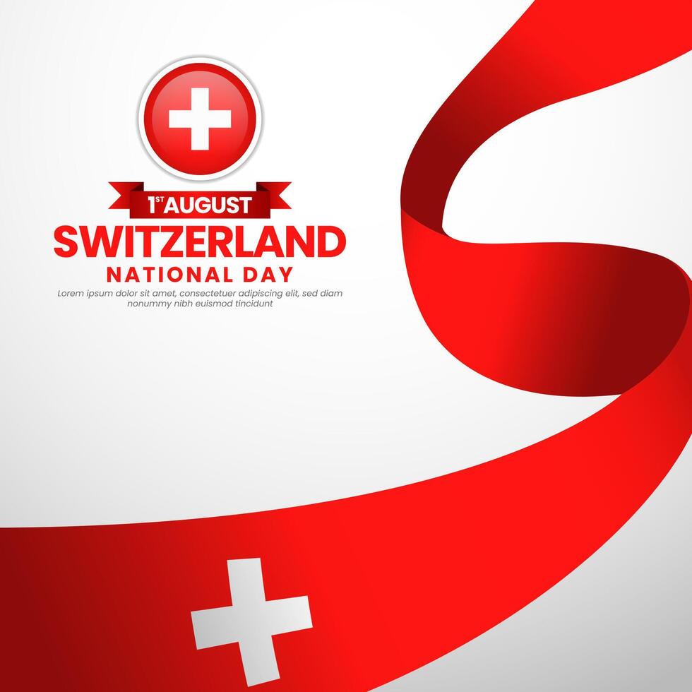Switzerland national day Square background with waving flag illustration vector