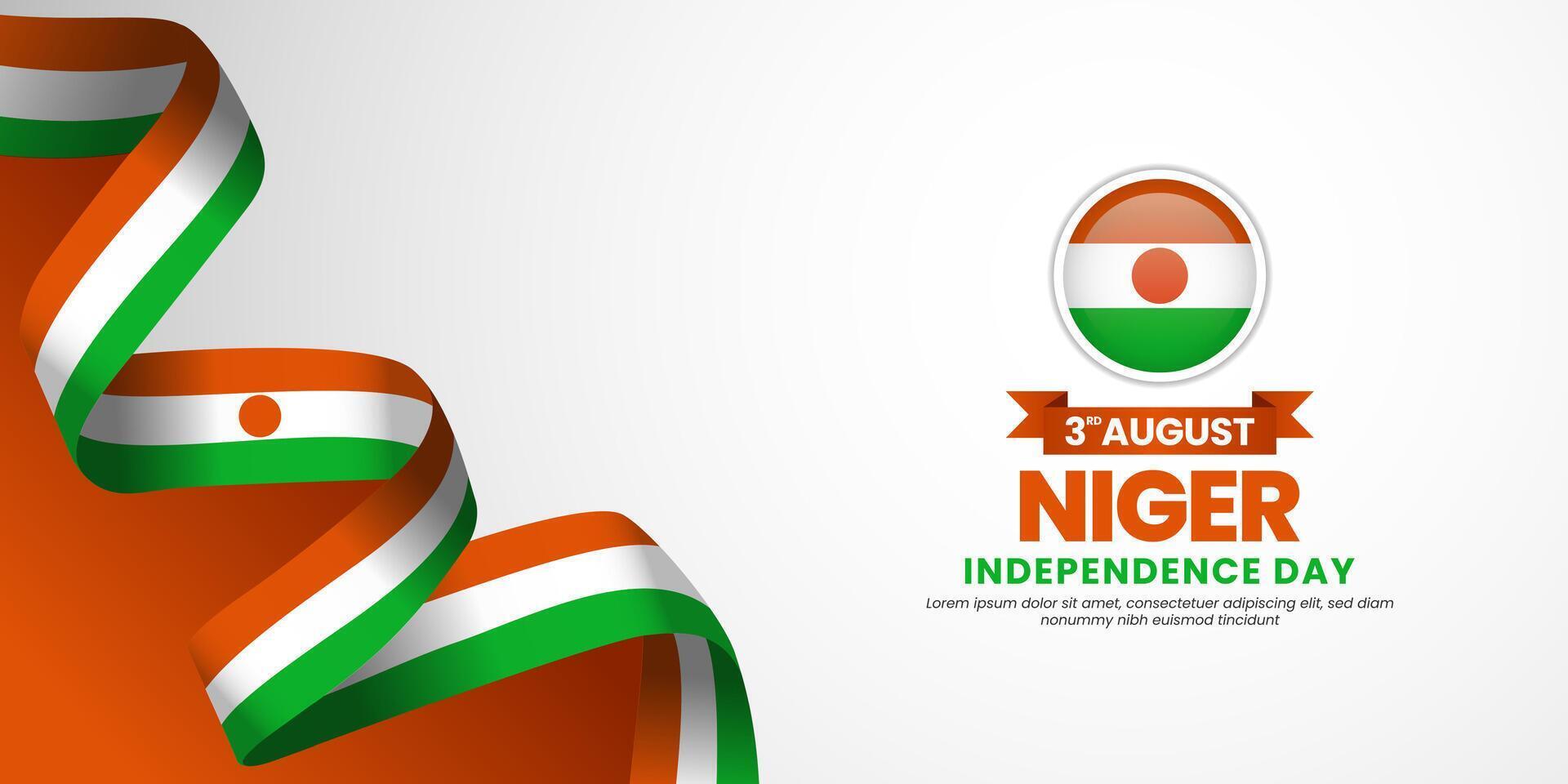 Niger independence day with ribbon flag for banner background vector