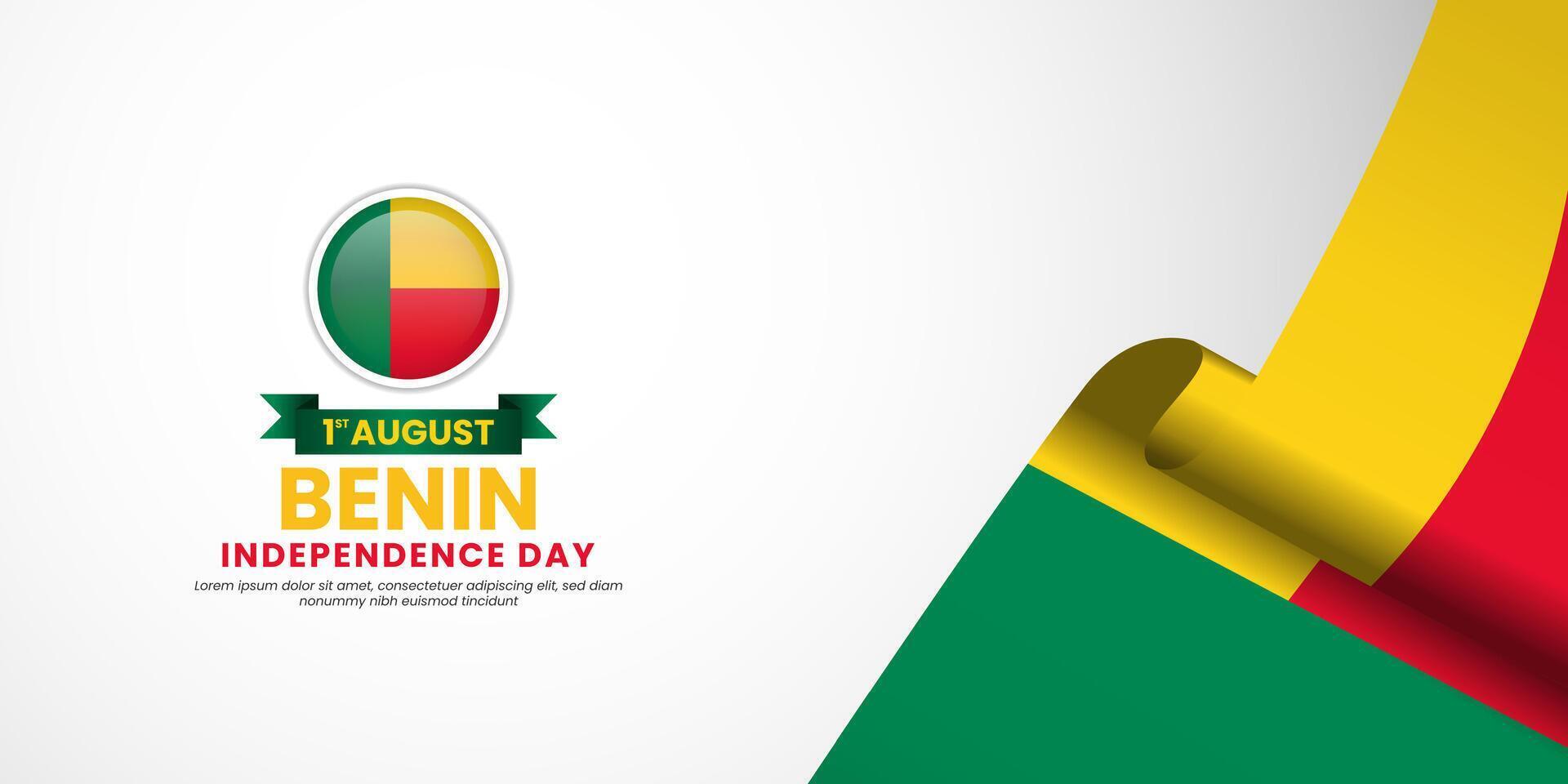 Benin flag for independence day banner background with blank space area vector