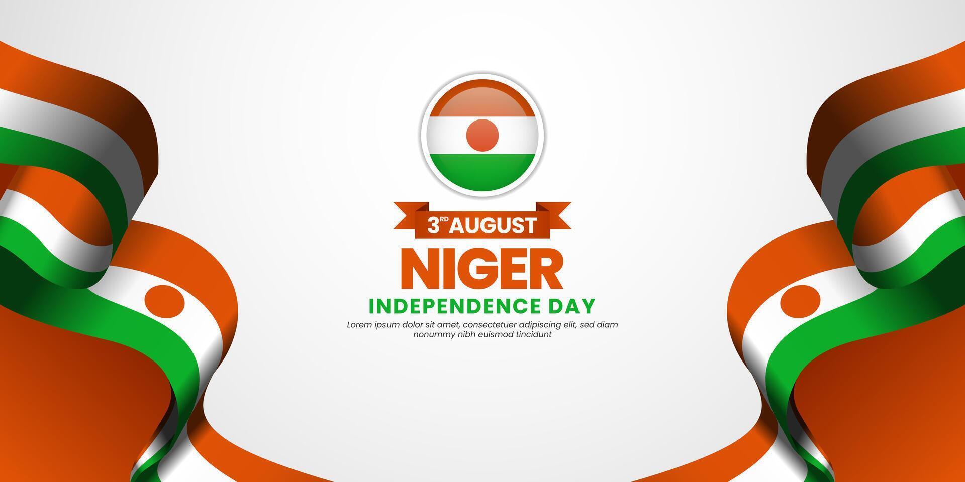 Niger independence day banner background august 3rd design element with waving ribbon flag vector