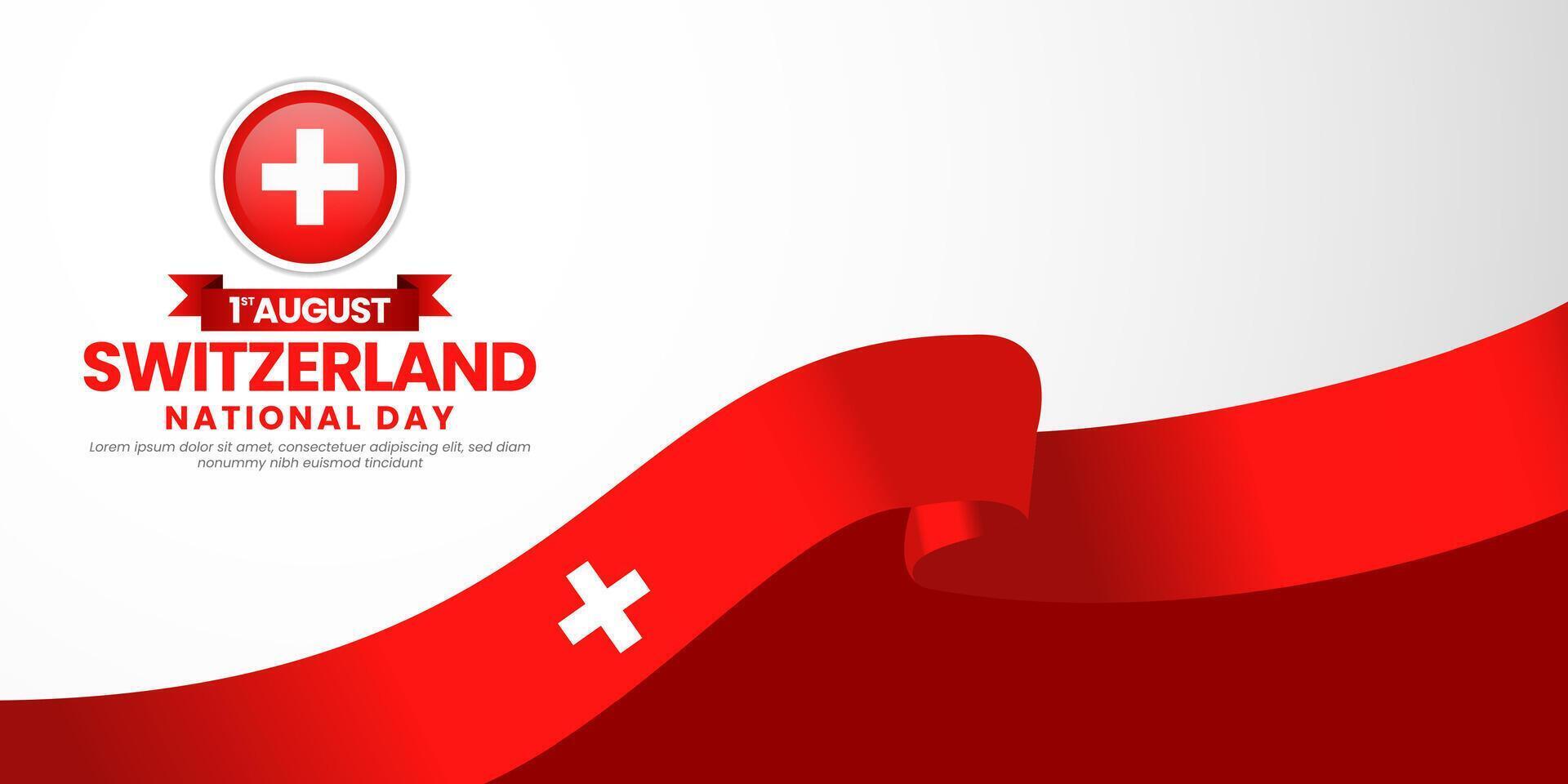Switzerland national day with waving ribbon flag for banner vector