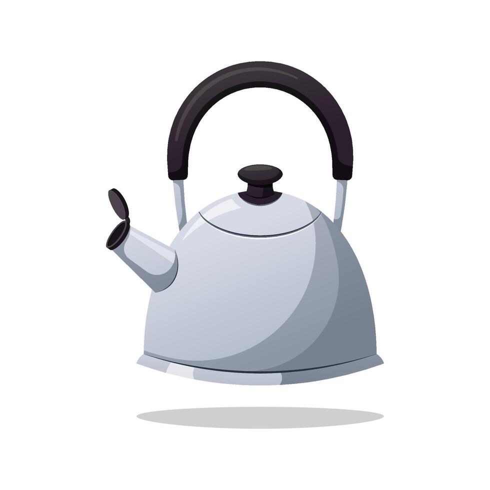 Silver kettle isolated on white background. vector