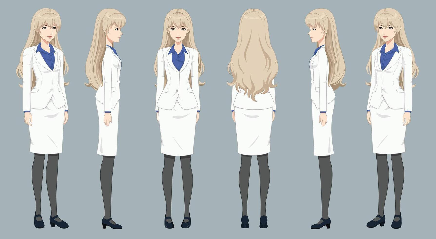 Professional female character in white suit vector