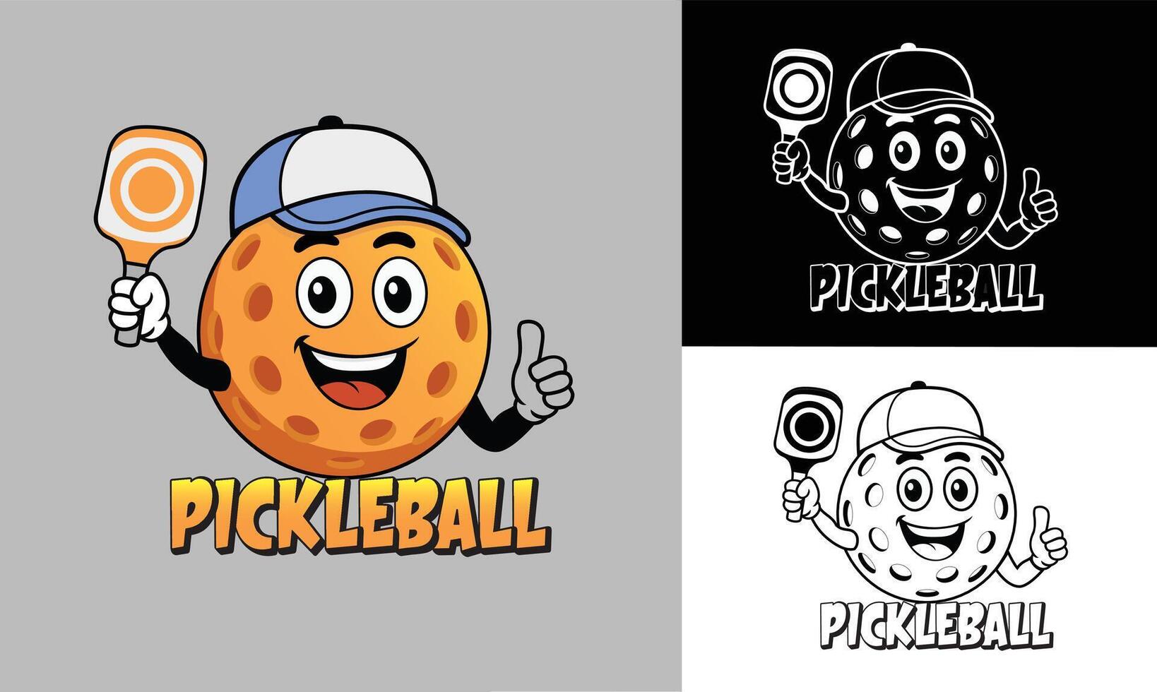 Cheerful pickleball character illustration vector