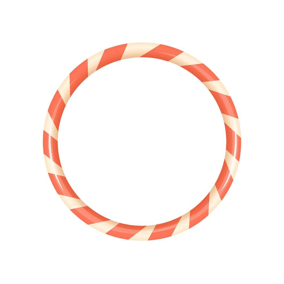 Round red candy cane Christmas frame for seasonal layout vector