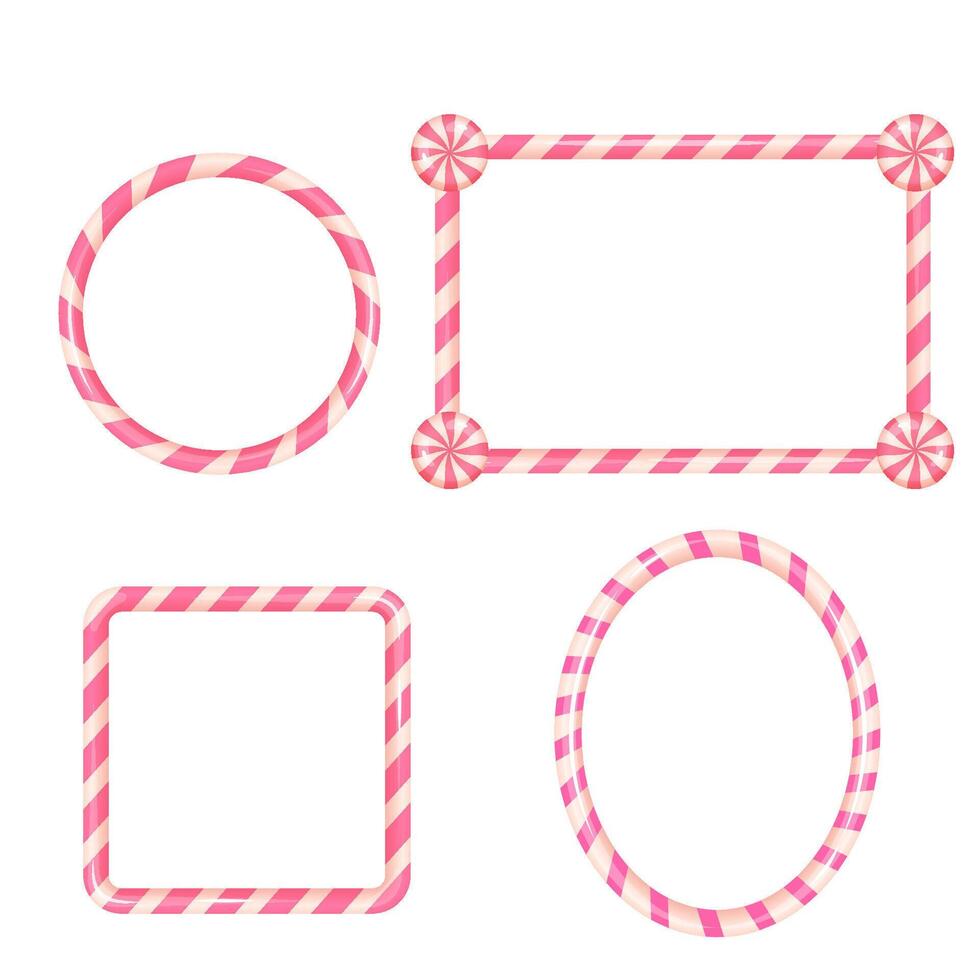 Candy-themed decorative frames in various shapes vector