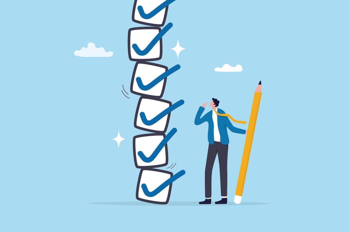 Man standing by checklist with pencil vector