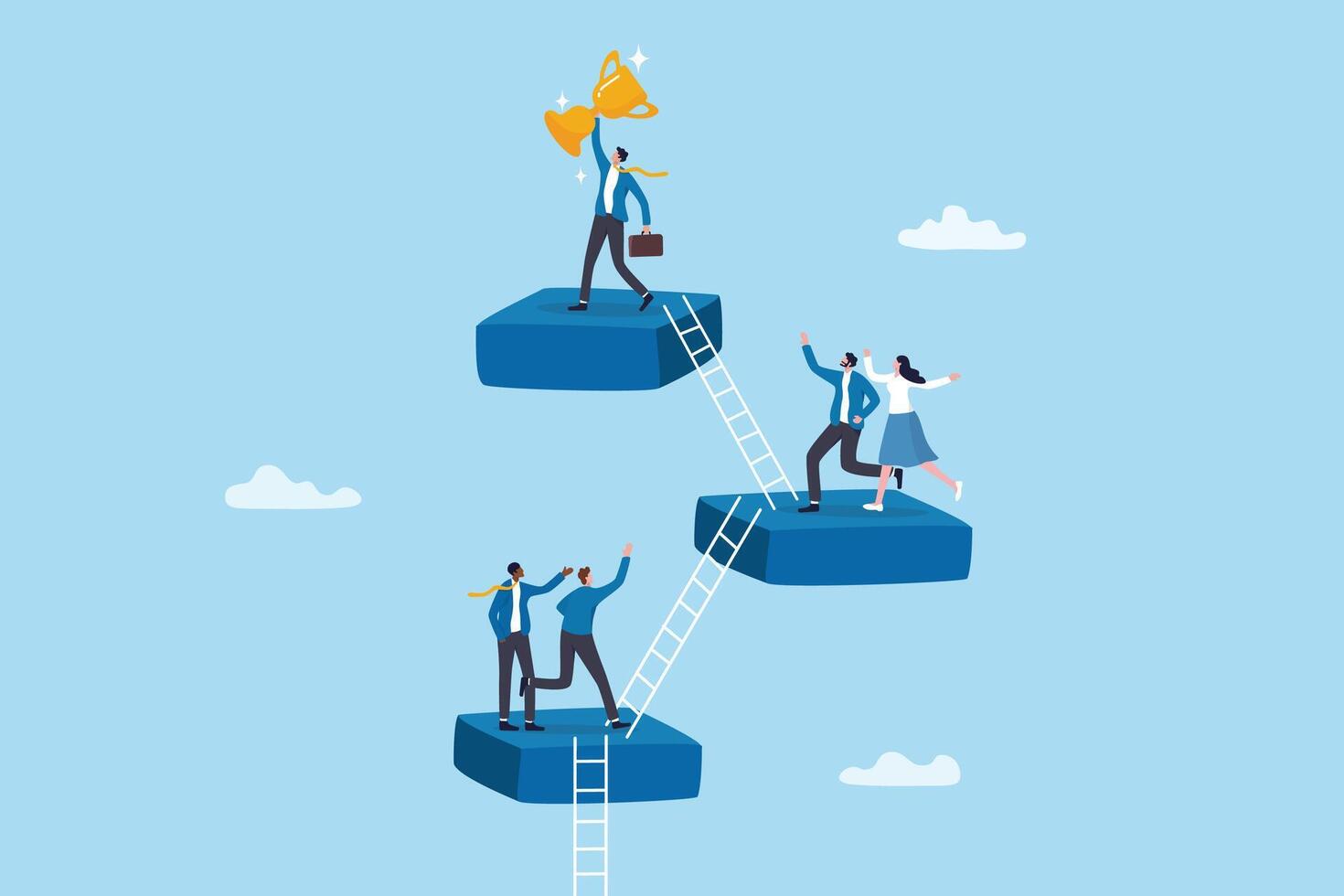 Business success illustration with ladder and figures vector