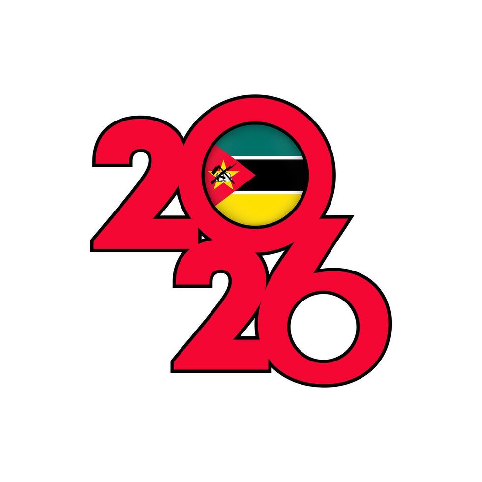 2026 banner with Mozambique flag inside. vector