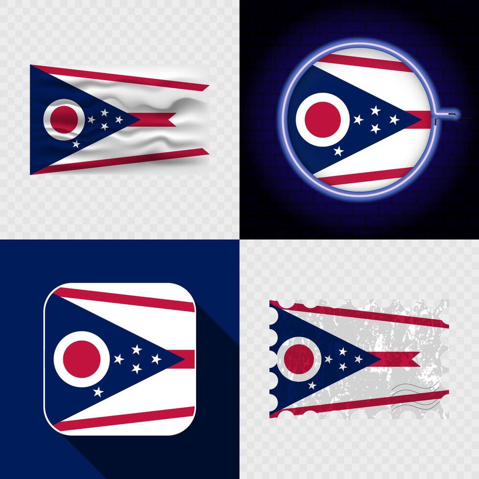 Creative the Ohio Flag Icon Set Collection. vector