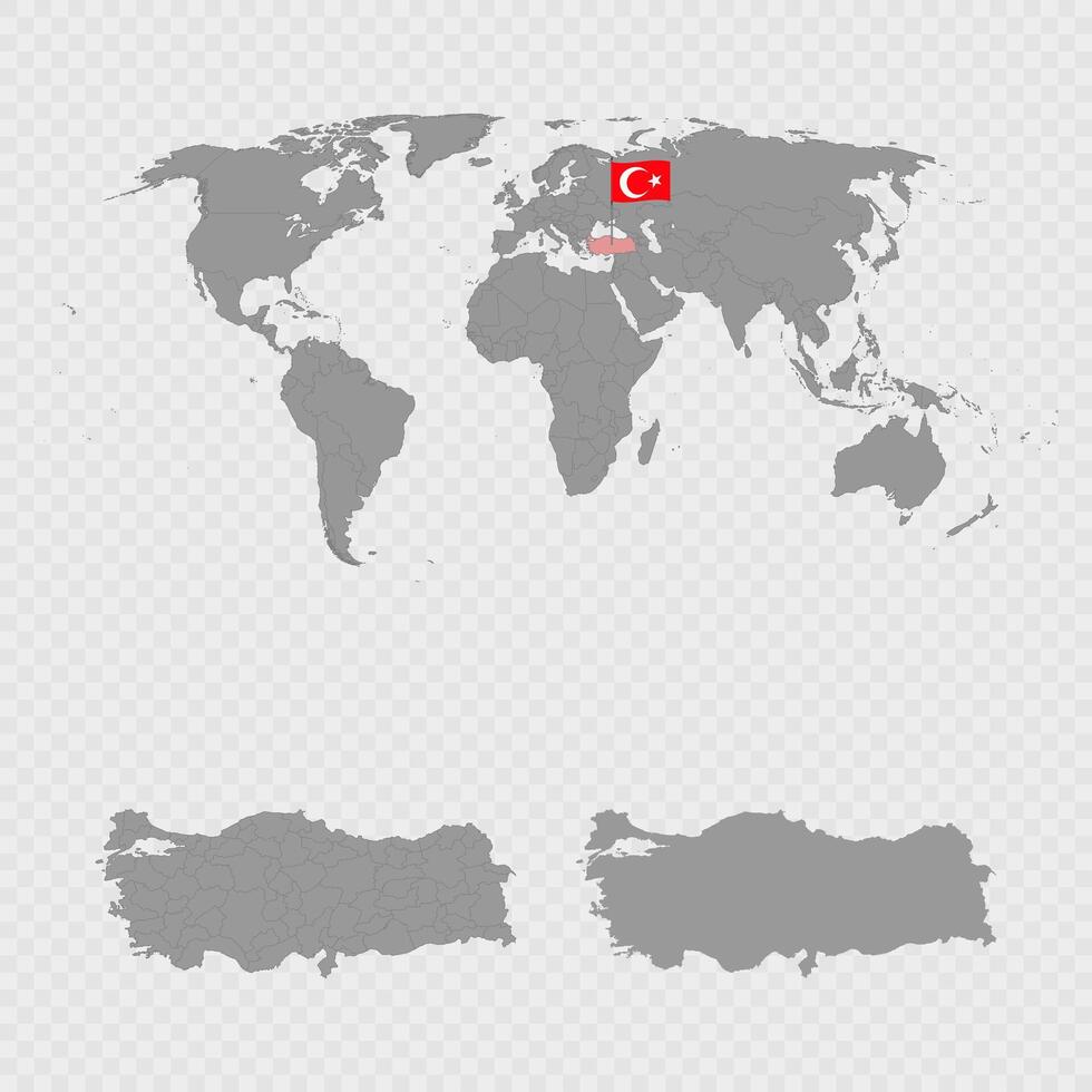 Turkey Map Set with World Location. vector