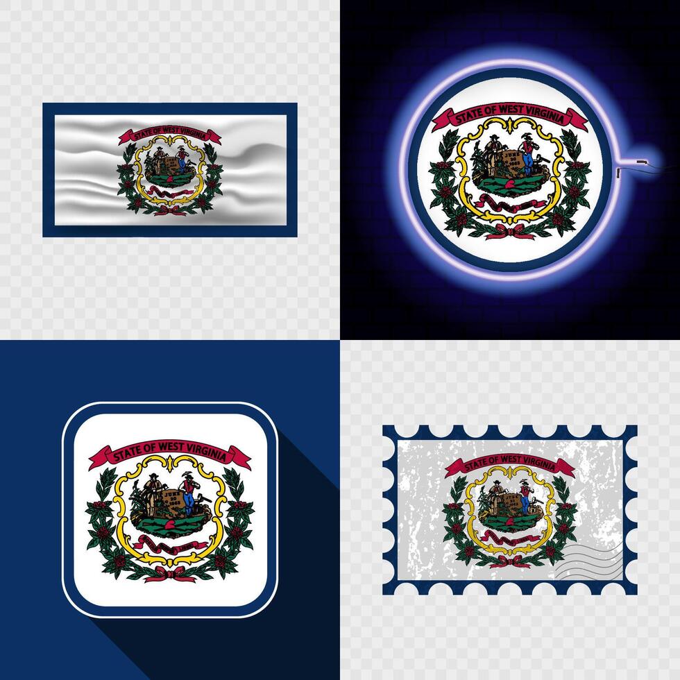 Creative the West Virginia Flag Icon Set Collection. vector