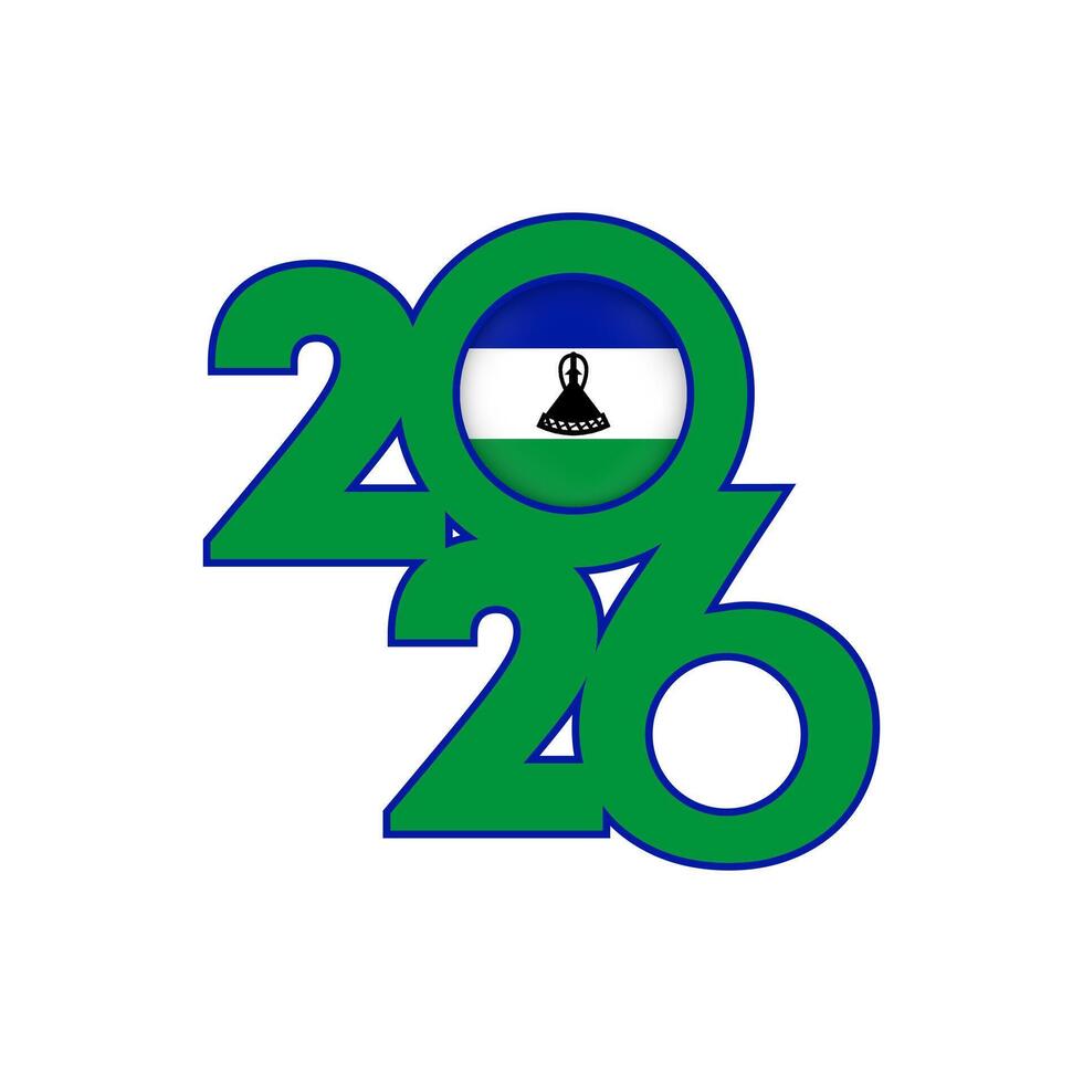 2026 banner with Lesotho flag inside. vector