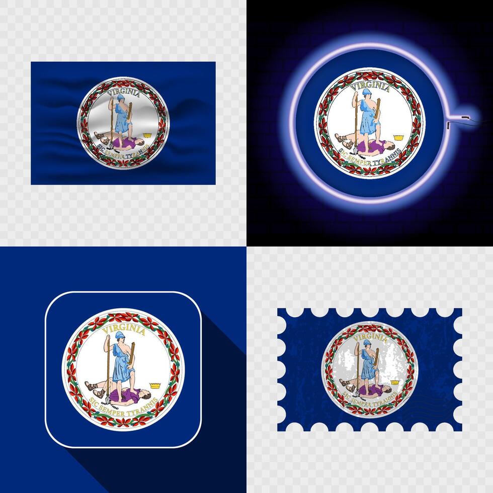 Creative the Virginia Flag Icon Set Collection. vector