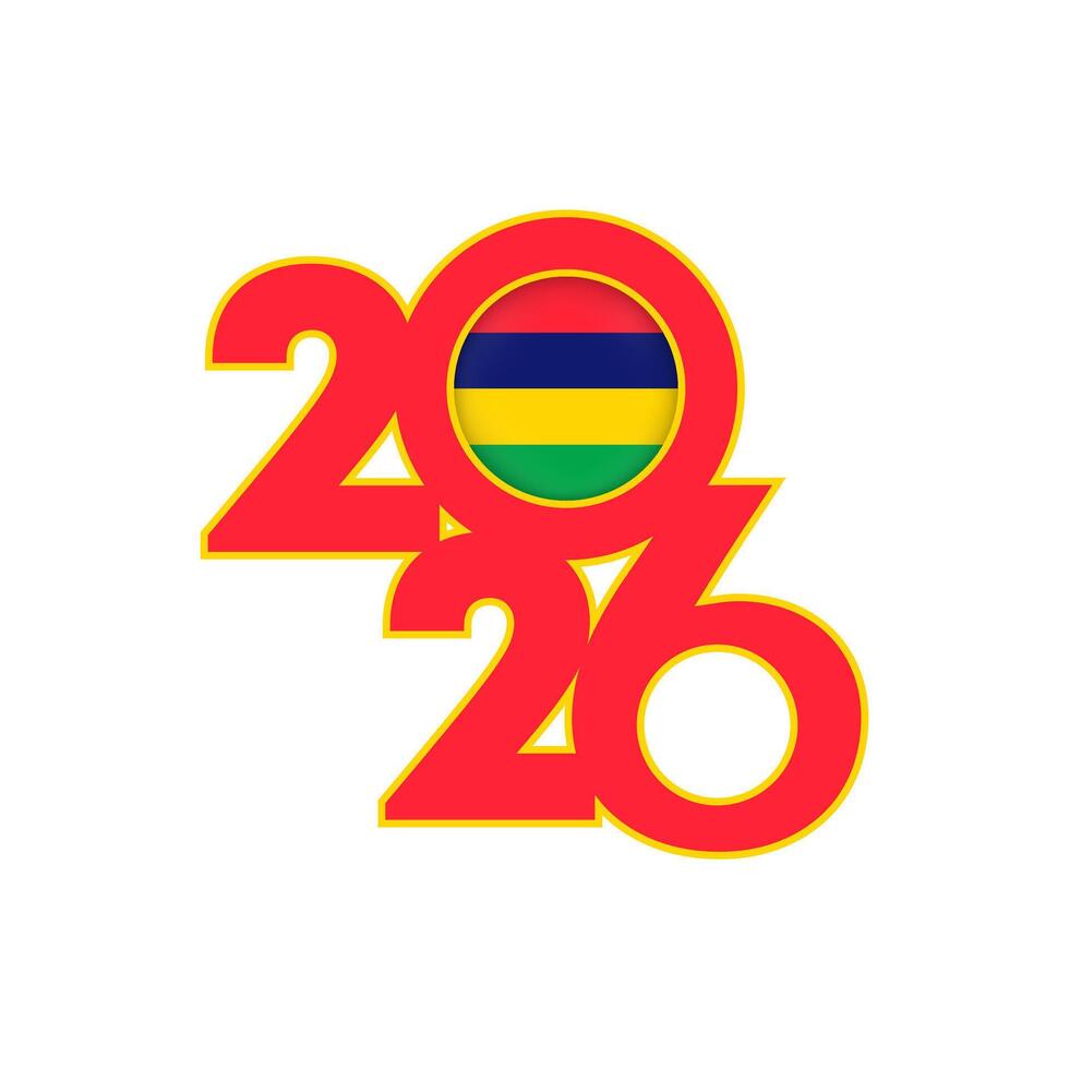 2026 banner with Mauritius flag inside. vector